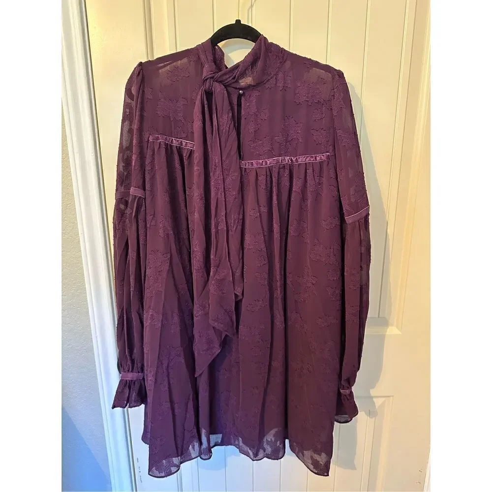 NWT Revolve Tularosa Sienna Purple Lace Long Sleeve Mini Dress Size‎ XL